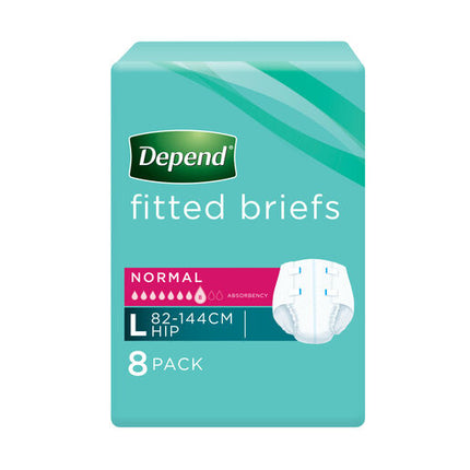 Depend Fitted Briefs Normal Unisex Large 8 Pack