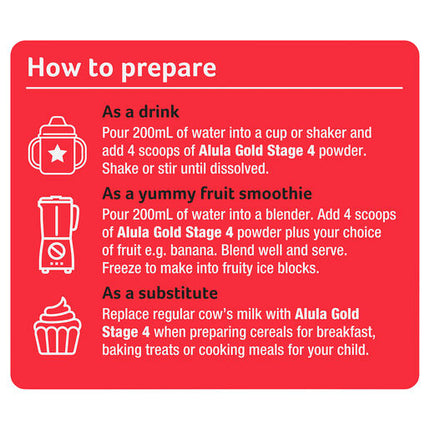 Alula Gold Stage 4 Junior Premium Milk Drink 2 Years+ 900g