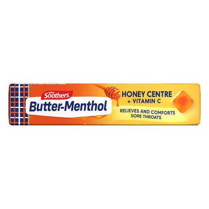 Butter Menthol Honey Centre Sore Throat Lozenges + Vitamin C 10 Pack