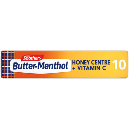 Butter Menthol Honey Centre Sore Throat Lozenges + Vitamin C 10 Pack