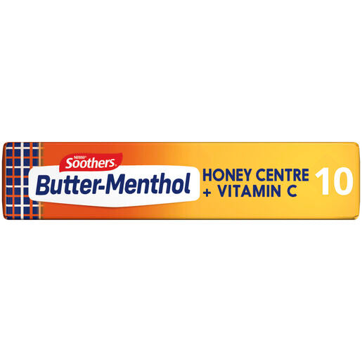 Butter Menthol Honey Centre Sore Throat Lozenges + Vitamin C 10 Pack
