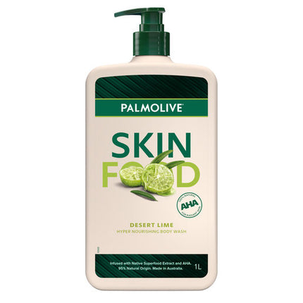 Palmolive Skin Food Body Wash Soap 1L Desert Lime Natural AHA