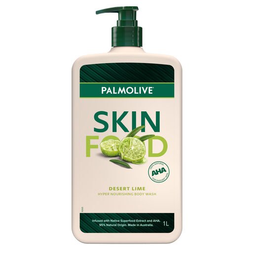 Palmolive Skin Food Body Wash Soap 1L Desert Lime Natural AHA