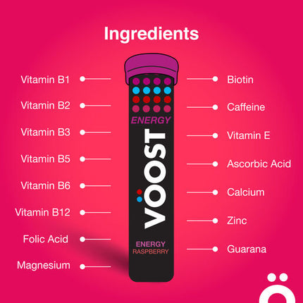Voost Energy Raspberry Effervescent Tablets 20 Pack