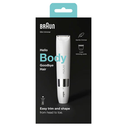 Braun Body Mini Trimmer BS1000, Electric Body Hair Removal for Everybody, for On-the-Go