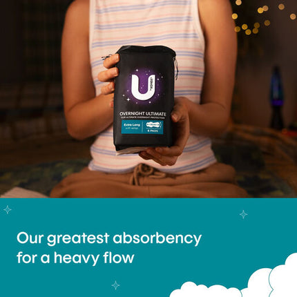 U By Kotex Extra Overnight Ultimate Pads with Wings 6 Pack