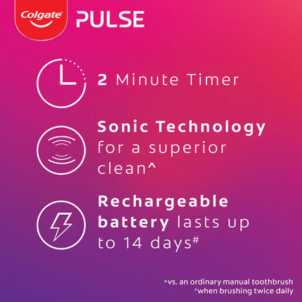 Colgate Pulse Connected Series 2 Deep Clean & Sensitive Electric Toothbrush, 1 Pack with 2 Refill Heads, Plaque Removal
