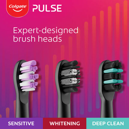 Colgate Pulse Connected Series 2 Deep Clean & Sensitive Electric Toothbrush, 1 Pack with 2 Refill Heads, Plaque Removal