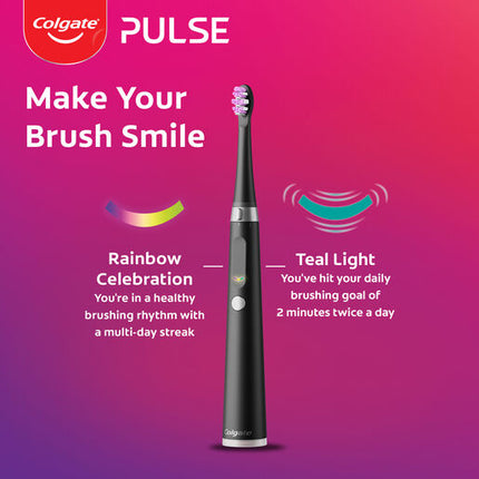 Colgate Pulse Connected Series 2 Deep Clean & Sensitive Electric Toothbrush, 1 Pack with 2 Refill Heads, Plaque Removal