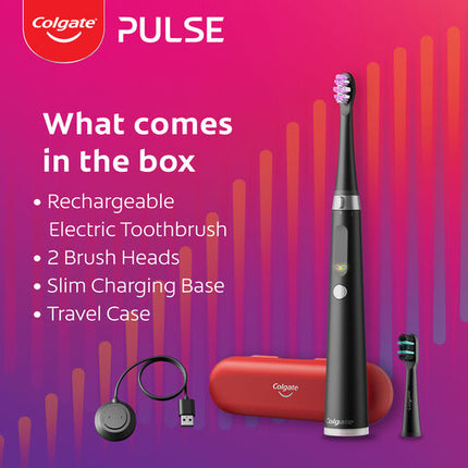Colgate Pulse Connected Series 2 Deep Clean & Sensitive Electric Toothbrush, 1 Pack with 2 Refill Heads, Plaque Removal