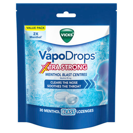 Vicks VapoDrops Xtra Strong 30 Menthol Blast Lozenges