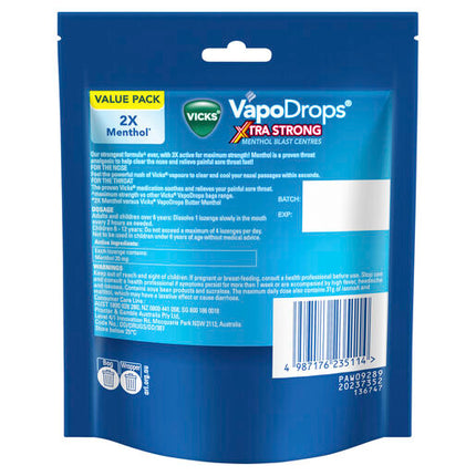 Vicks VapoDrops Xtra Strong 30 Menthol Blast Lozenges