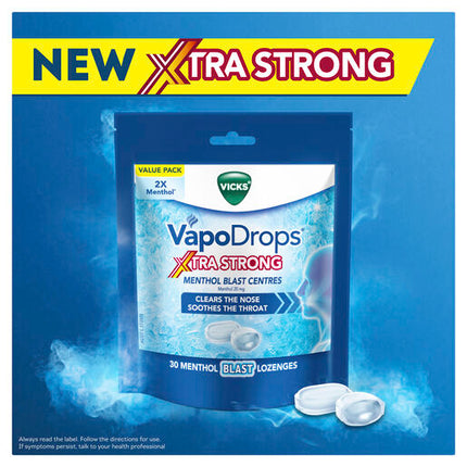 Vicks VapoDrops Xtra Strong 30 Menthol Blast Lozenges