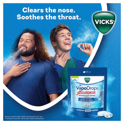 Vicks VapoDrops Xtra Strong 30 Menthol Blast Lozenges