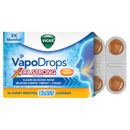 Vicks VapoDrops XtraStrong 36  Honey Menthol Blast Lozenges