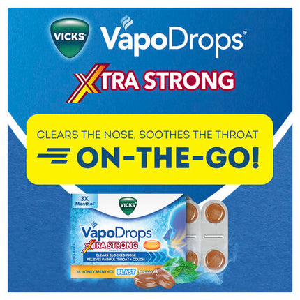 Vicks VapoDrops XtraStrong 36  Honey Menthol Blast Lozenges