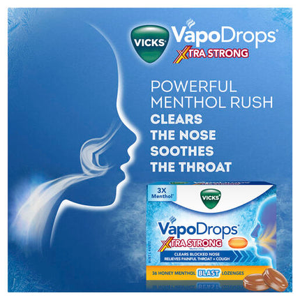 Vicks VapoDrops XtraStrong 36  Honey Menthol Blast Lozenges