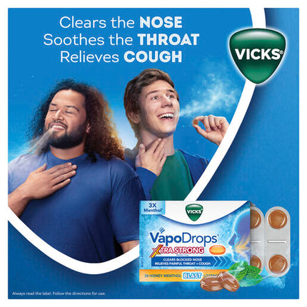 Vicks VapoDrops XtraStrong 36  Honey Menthol Blast Lozenges