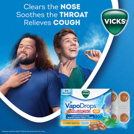 Vicks VapoDrops XtraStrong 36  Honey Menthol Blast Lozenges