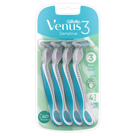 Gillette Venus Simply 3 Sensitive Women's Disposable Razors, 4 count