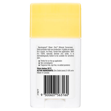 Neutrogena Sheer Zinc Mineral Stick SPF50 42g