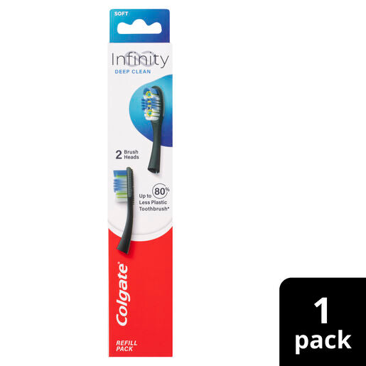 Colgate Infinity Deep Clean Replacement Toothbrush Heads, 2 Pack Soft Bristle Refill