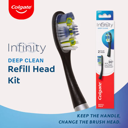 Colgate Infinity Deep Clean Replacement Toothbrush Heads, 2 Pack Soft Bristle Refill