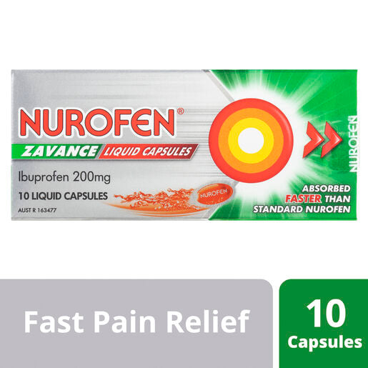 Nurofen Zavance Fast Pain Relief Liquid Capsules 200mg Ibuprofen 10 pack