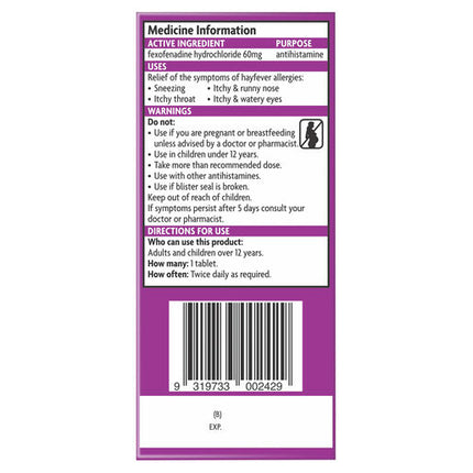 Telfast 60mg Non-Drowsy Tablets 10 Pack