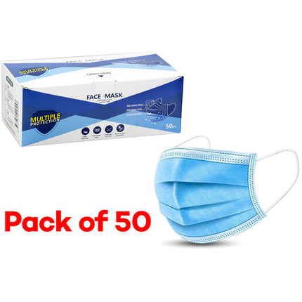 Face Mask 3 Ply Disposable Black 50 Pack