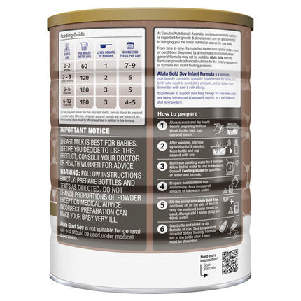 Alula Gold Soy Premium Infant Formula 0-12 Months 900g