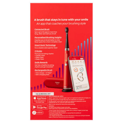 Colgate Pulse Connected Series 2 Deep Clean & Whitening Electric Toothbrush, 1 Pack with 2 Refill Heads, Plaque Removal