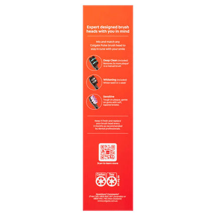 Colgate Pulse Connected Series 2 Deep Clean & Whitening Electric Toothbrush, 1 Pack with 2 Refill Heads, Plaque Removal