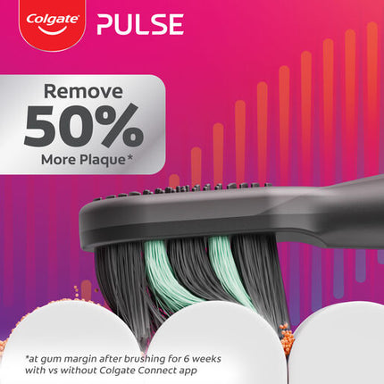 Colgate Pulse Connected Series 2 Deep Clean & Whitening Electric Toothbrush, 1 Pack with 2 Refill Heads, Plaque Removal