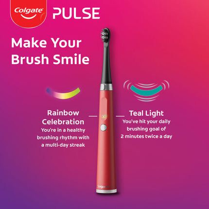Colgate Pulse Connected Series 2 Deep Clean & Whitening Electric Toothbrush, 1 Pack with 2 Refill Heads, Plaque Removal