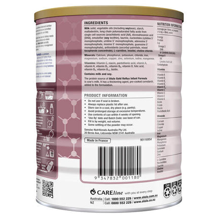 Alula Gold Reflux Premium Infant Formula 0-12 Months 900g