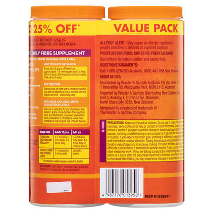 Metamucil Orange Smooth 72 Dose x 2 Bundle Pack