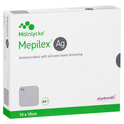 Mepilex Ag Antimicrobial Foam Dressing 10 x 10cm Self Adherent (single dressing)