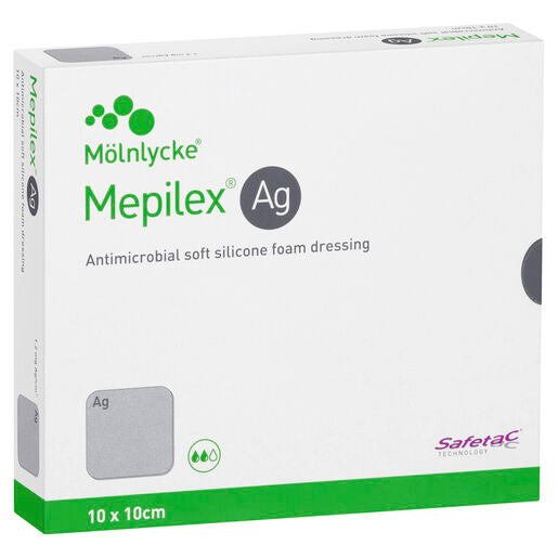 Mepilex Ag Antimicrobial Foam Dressing 10 x 10cm Self Adherent (single dressing)