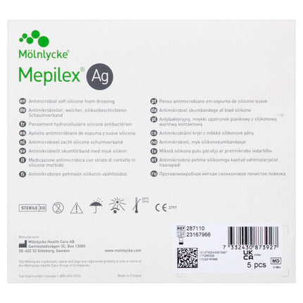 Mepilex Ag Antimicrobial Foam Dressing 10 x 10cm Self Adherent (single dressing)