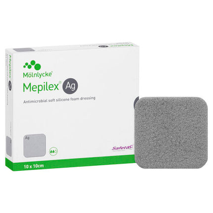 Mepilex Ag Antimicrobial Foam Dressing 10 x 10cm Self Adherent (single dressing)