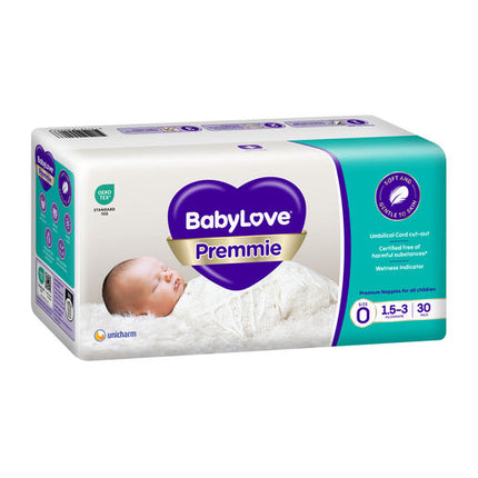 Babylove Premmie Nappies Size 0 (1.5-3kg) 30 pack