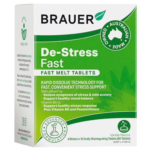 Brauer De-Stress Fast Melt Vanilla 60 Tablets