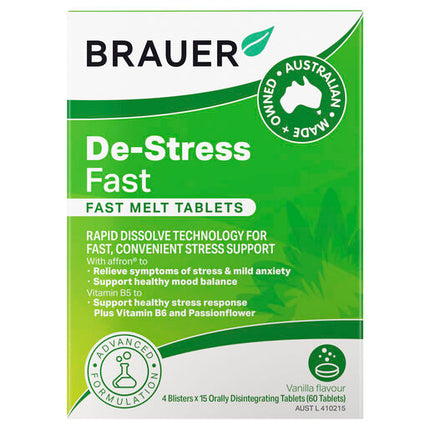 Brauer De-Stress Fast Melt Vanilla 60 Tablets