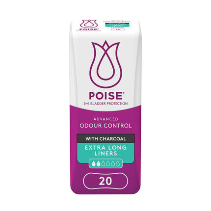 Poise Charcoal Extra Long Liner 20 Pack