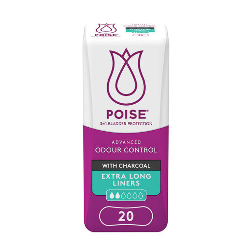 Poise Charcoal Extra Long Liner 20 Pack
