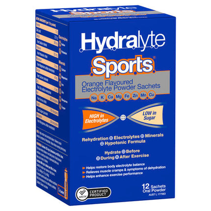 Hydralyte Sports Orange 12 Sachet