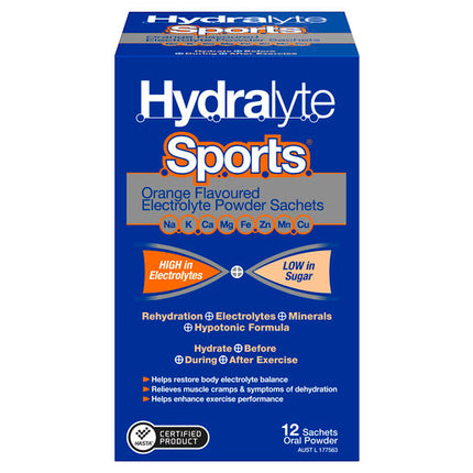 Hydralyte Sports Orange 12 Sachet
