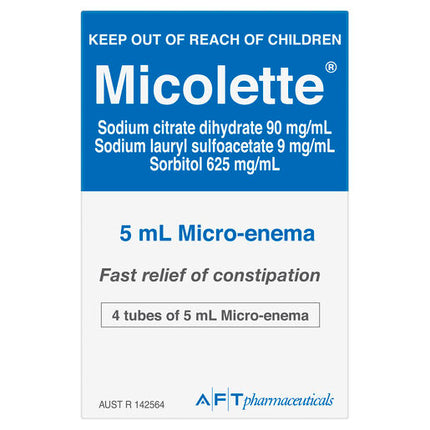 Micolette 4 X 5mL Micro-Enema Fast Relieve Constipation