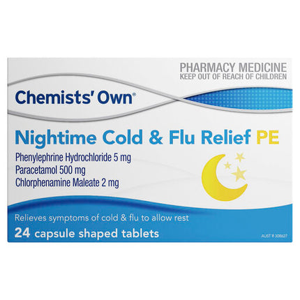 Chemists' Own Night Time Cold & Flu Relief PE 24 Capsules